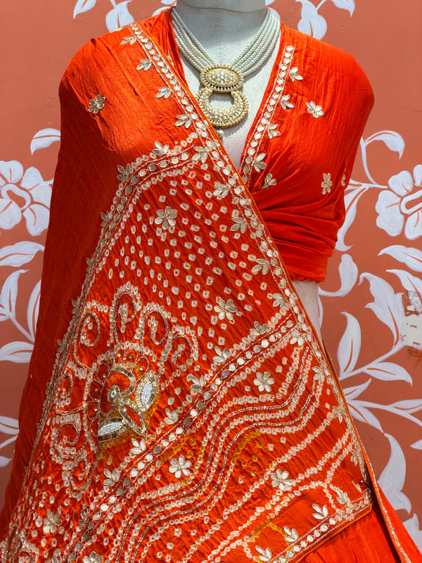PURE GAZI SILK BHANDEJ LEHENGA