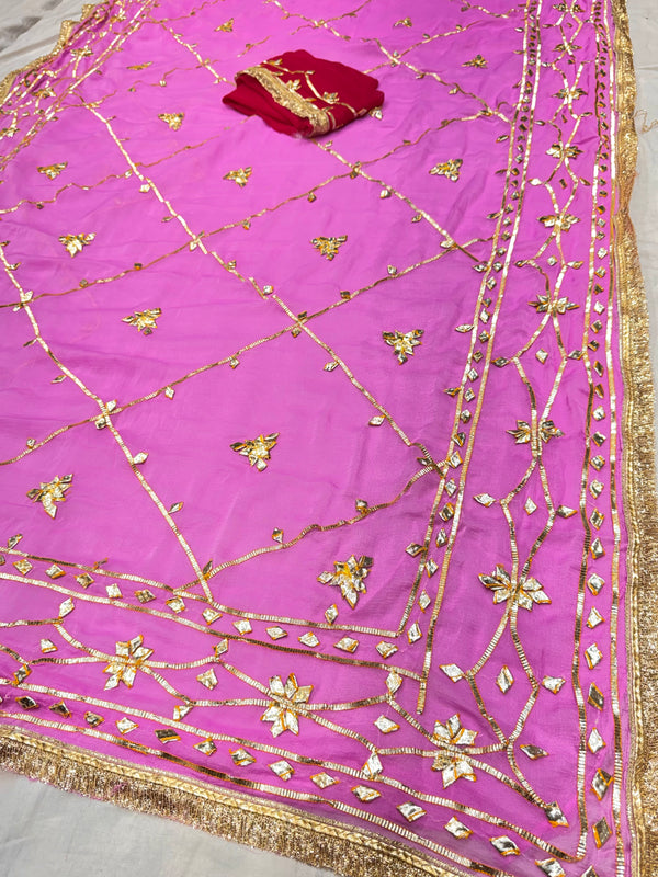 Gota Jal semi chiffon Saree