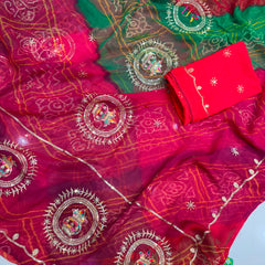 Multicolour Bandhej Saree