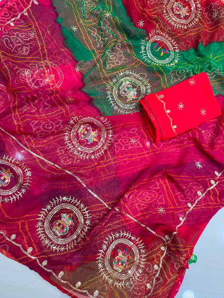 Multicolour Bandhej Saree