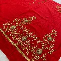 UNSTITCHED SILK GOTA PATTI HANDWORK BLOUSE