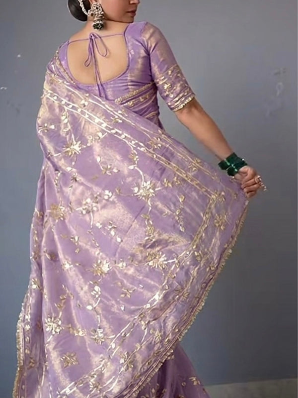 Pure Golden Tissue Gota Patti Saree