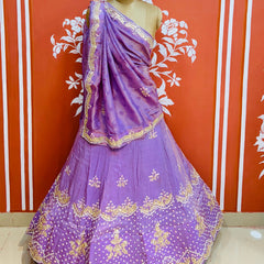 PURE COSMOS TISSUE HANDWORK GOTA PATTI LEHENGA
