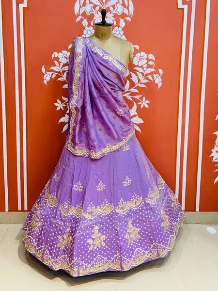 PURE COSMOS TISSUE HANDWORK GOTA PATTI LEHENGA