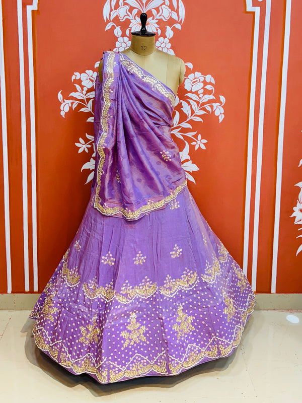 PURE COSMOS TISSUE HANDWORK GOTA PATTI LEHENGA