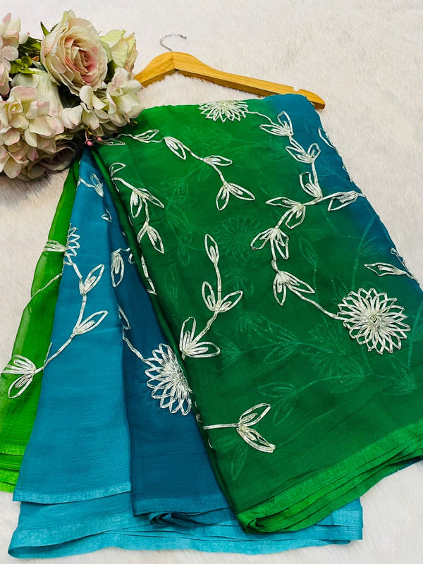 Semi Chiffon Gota Jal Saree