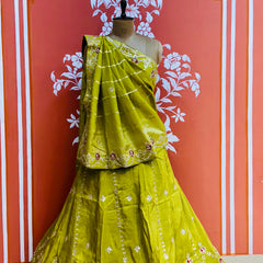 PURE COSMOS TISSUE HANDWORK GOTA PATTI LEHENGA