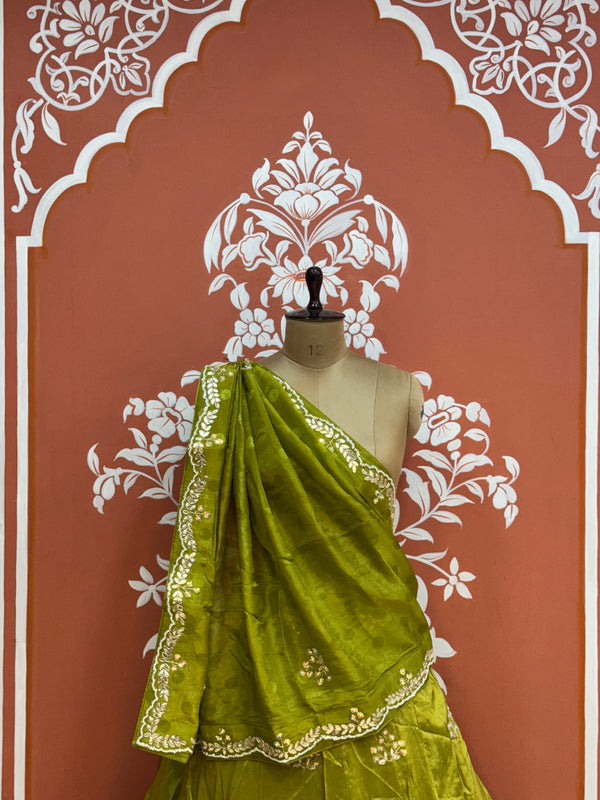 PURE COSMOS TISSUE HANDWORK GOTA PATTI LEHENGA