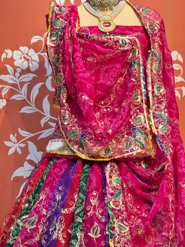 Bandhej Multi Rajwadi Lehenga