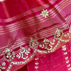 PURE COSMOS TISSUE HANDWORK GOTA PATTI LEHENGA