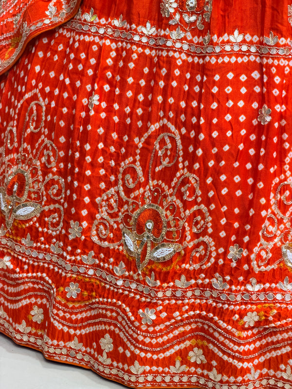 PURE GAZI SILK BHANDEJ LEHENGA
