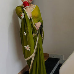 Semi Chiffon Gota Saree