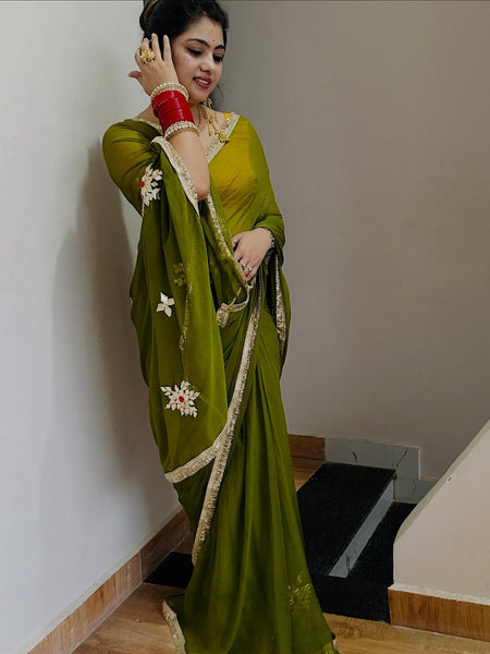 Semi Chiffon Gota Saree