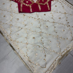 PURE CHIFFON GOLD BOOTA SAREE WITH AANGI BLOUSE
