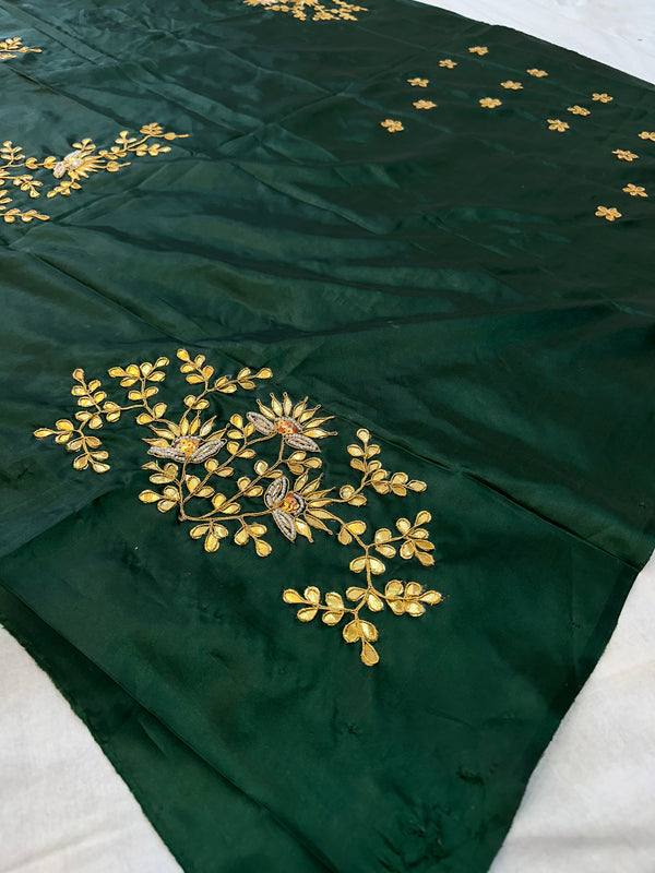 UNSTITCHED SILK GOTA PATTI HANDWORK BLOUSE