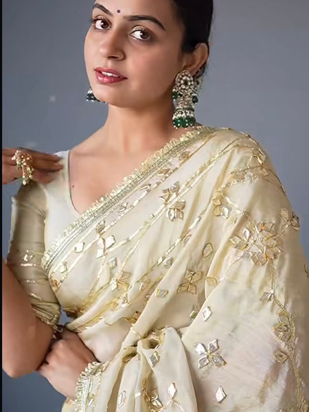 Pure Golden Tissue Gota Patti Saree