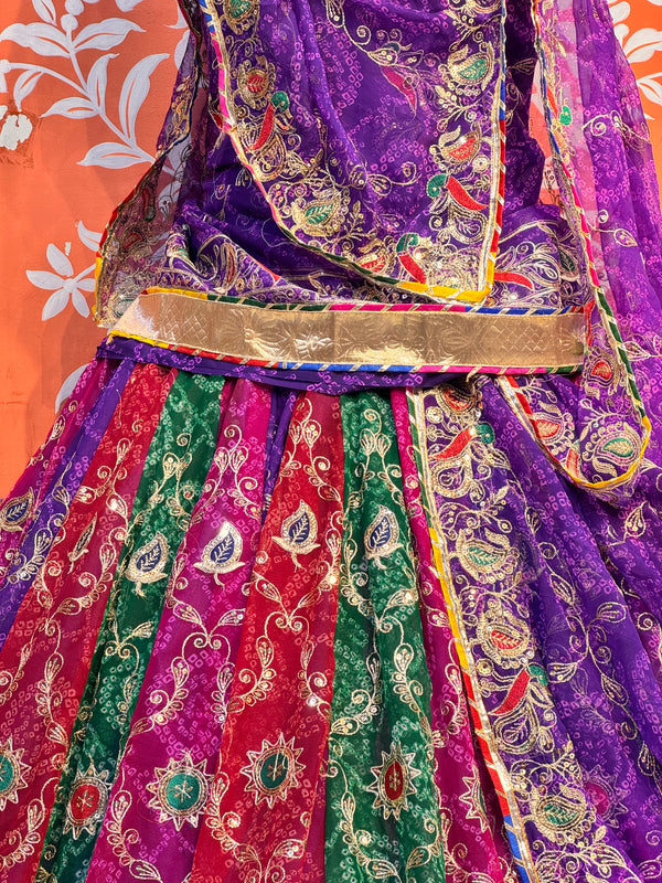 Bandhej Multi Rajwadi Lehenga