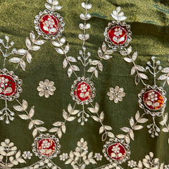 PURE COSMOS TISSUE HANDWORK GOTA PATTI LEHENGA