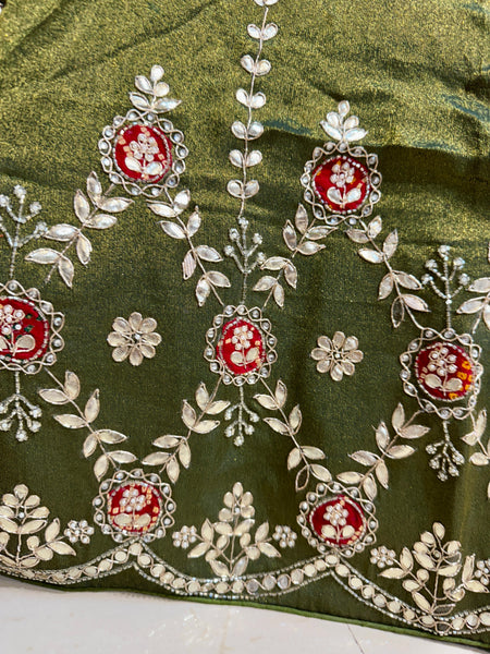 PURE COSMOS TISSUE HANDWORK GOTA PATTI LEHENGA