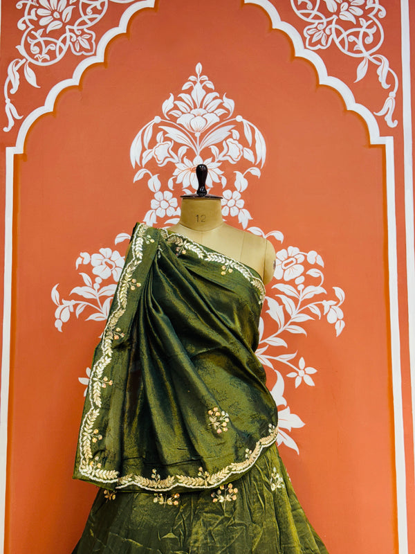 PURE COSMOS TISSUE HANDWORK GOTA PATTI LEHENGA