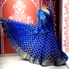 ROYAL BLUE GHATCHOLA FULL FLARED LEHENGA