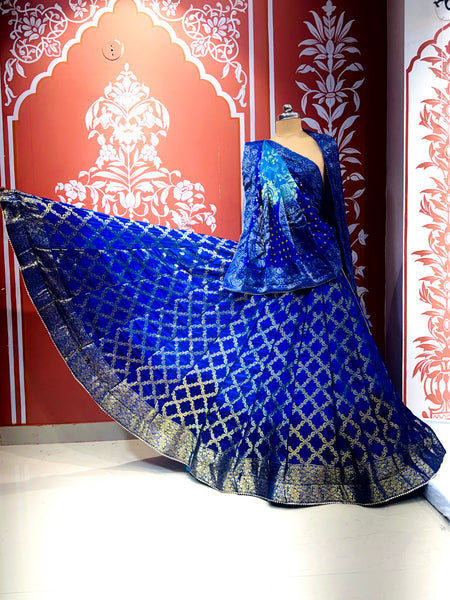 ROYAL BLUE GHATCHOLA FULL FLARED LEHENGA