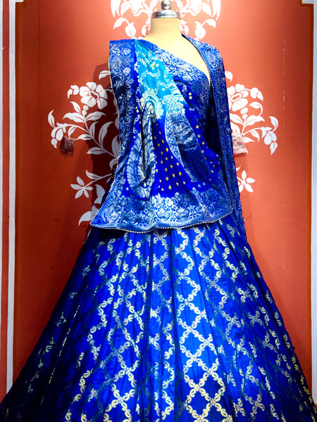 ROYAL BLUE GHATCHOLA FULL FLARED LEHENGA