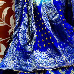 ROYAL BLUE GHATCHOLA FULL FLARED LEHENGA