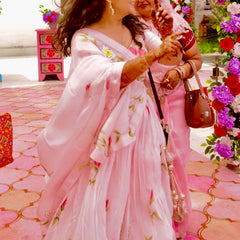 Brush Paint Floral Lehenga