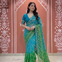 PURE CHIFFON KACHI PATTI SAREE