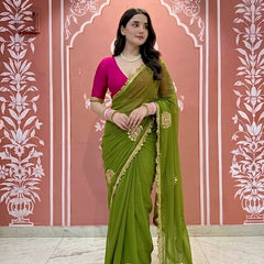 Pure Chifon mandana Kacchi patti Saree