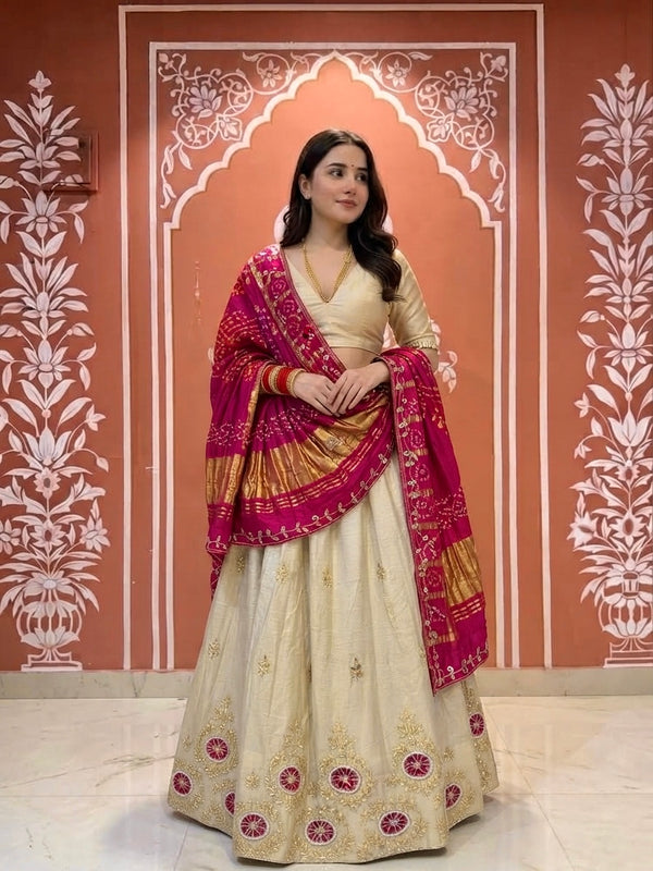 Pure Gazi Satin Silk Handwork Lehenga