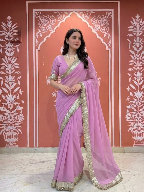 Pure Georgette Gota saree