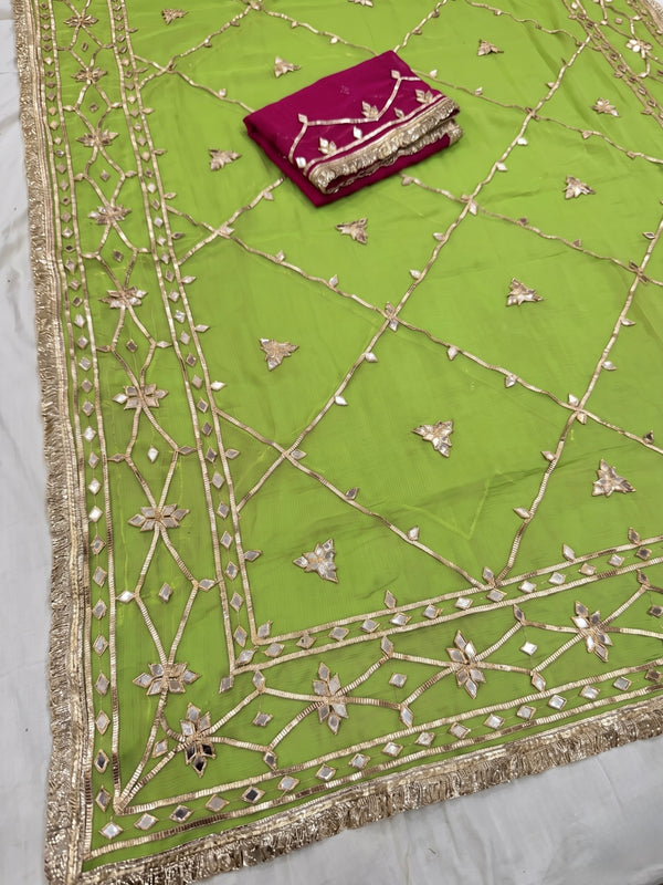 Gota Jal semi chiffon Saree