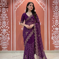Semi Chiffon Bhandej saree