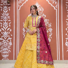 Kota Doriya Skirt , Kurti & Dupatta Set