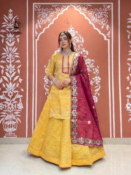 Kota Doriya Skirt , Kurti & Dupatta Set