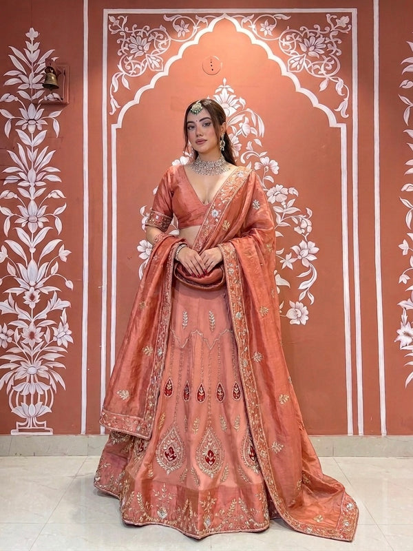 Cosmos Tissue Gota Patti Lehenga