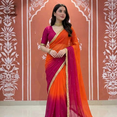 Small mirror work Saree