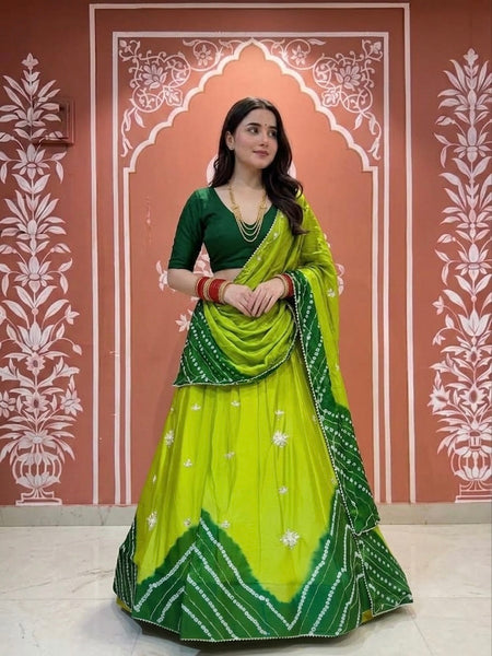 PURE CHINON SHIBORI BANDHEJ LEHENGA