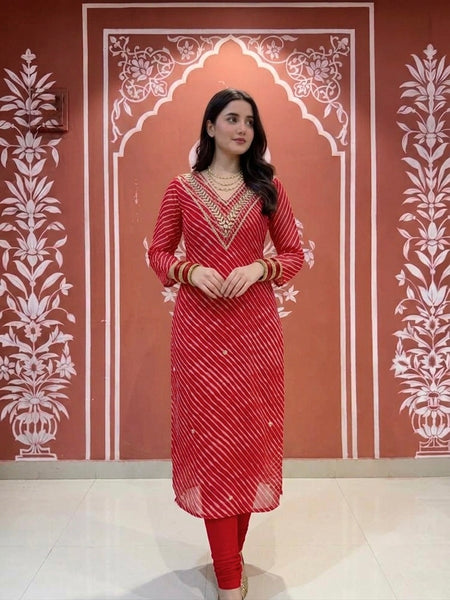 Leheriya Handwork Kurti