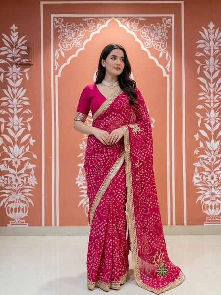 60gm Georgette Gota Saree