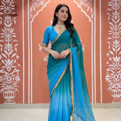 Small mirror work Saree