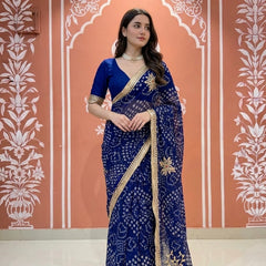 60gm Georgette Gota Saree