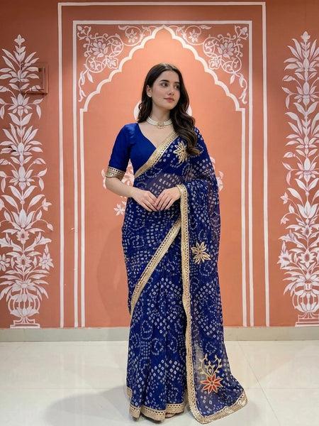 60gm Georgette Gota Saree