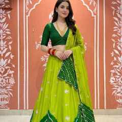 PURE CHINON SHIBORI BANDHEJ LEHENGA