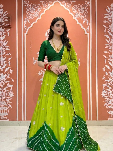 PURE CHINON SHIBORI BANDHEJ LEHENGA