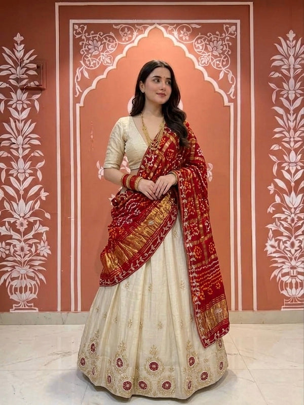 Pure Gazi Satin Silk Handwork Lehenga