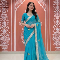 Royal Georgette kachcha Gota Saree