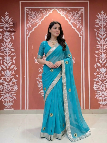 Royal Georgette kachcha Gota Saree